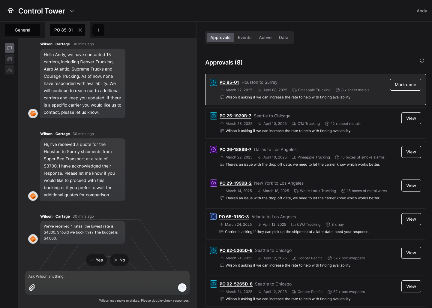 Concept testing for the control tower project