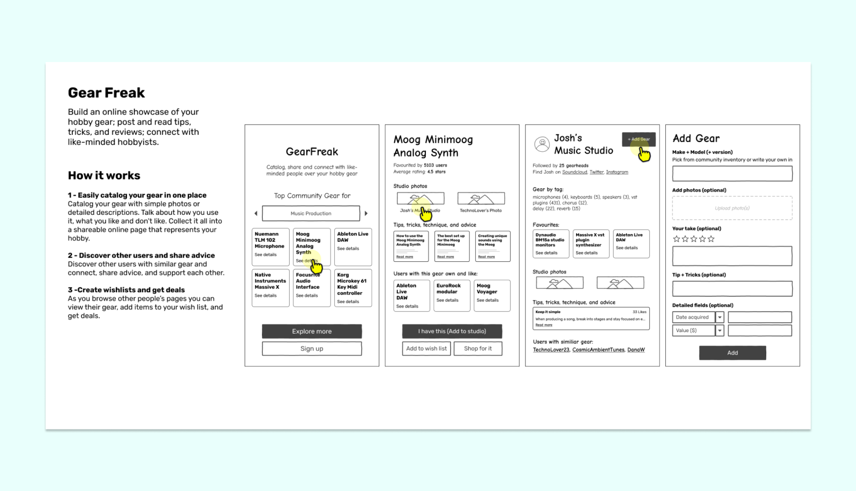 Concept testing session with participants ranking features.