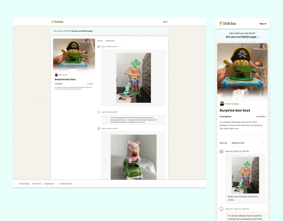 Public project page view for unauthenticated visitors.