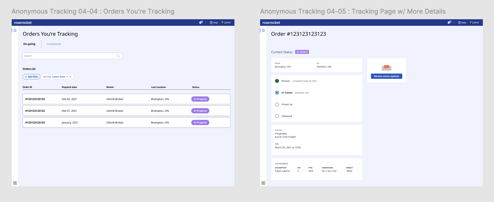 Concepts for the E-Tracking feature