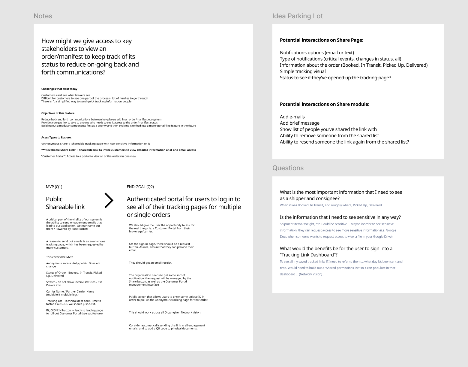 Brain dump for the E-Tracking feature