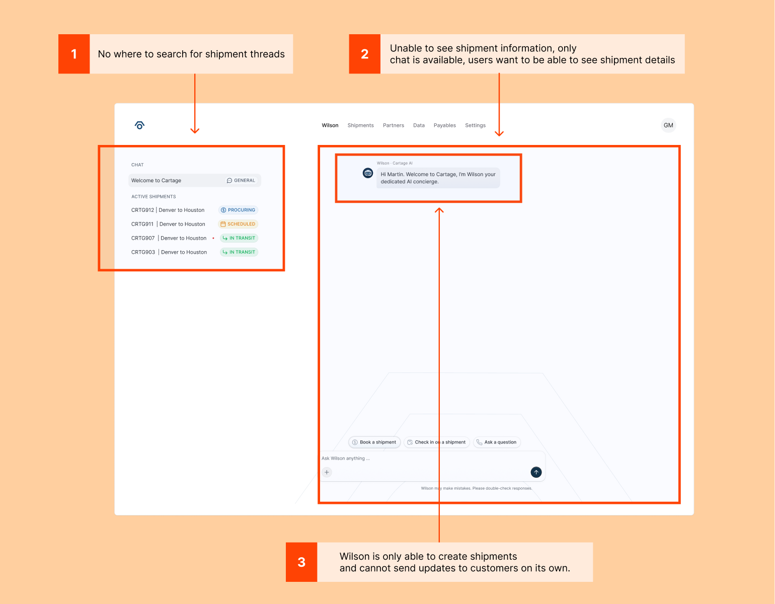 Screenshot of the previous Wilson module interface.